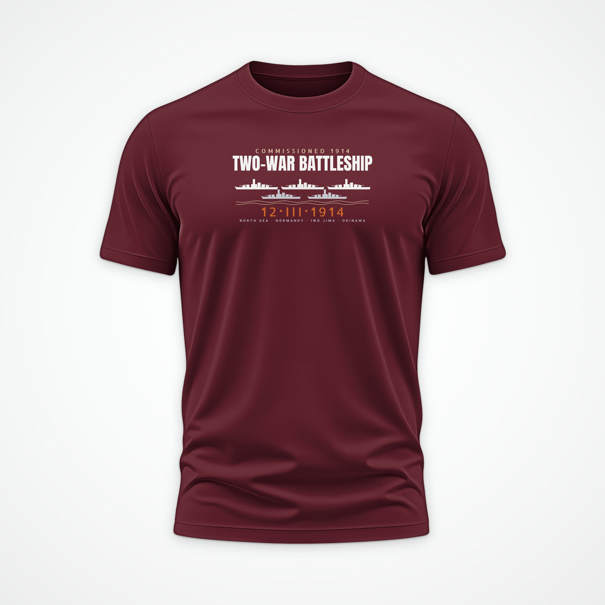 Two-War Battleship Row Tee in Burgundy