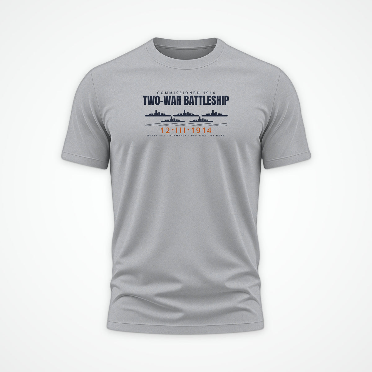 Two-War Battleship Row Tee in Heather Grey