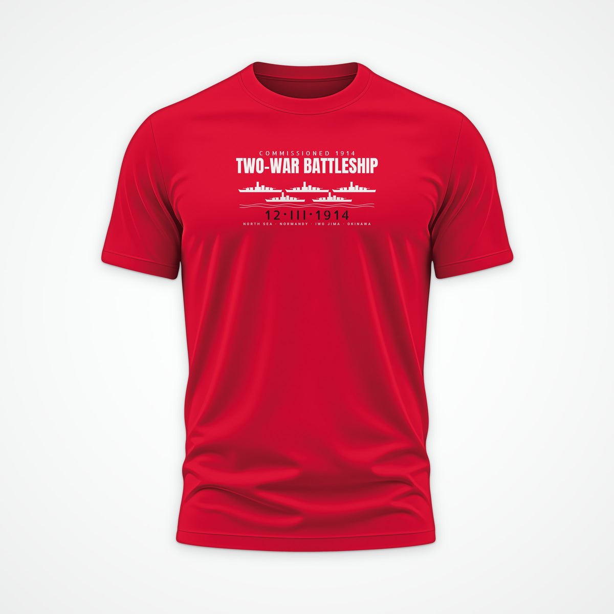 Two-War Battleship Row Tee in Red