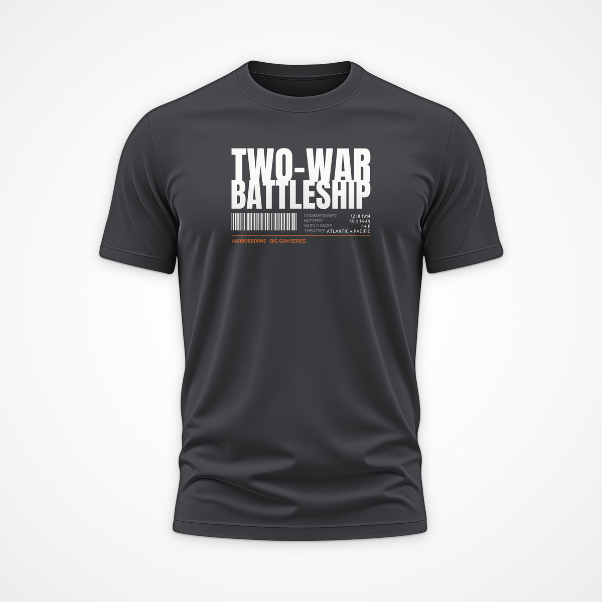 Two-War Battleship Tag Tee in Anthracite