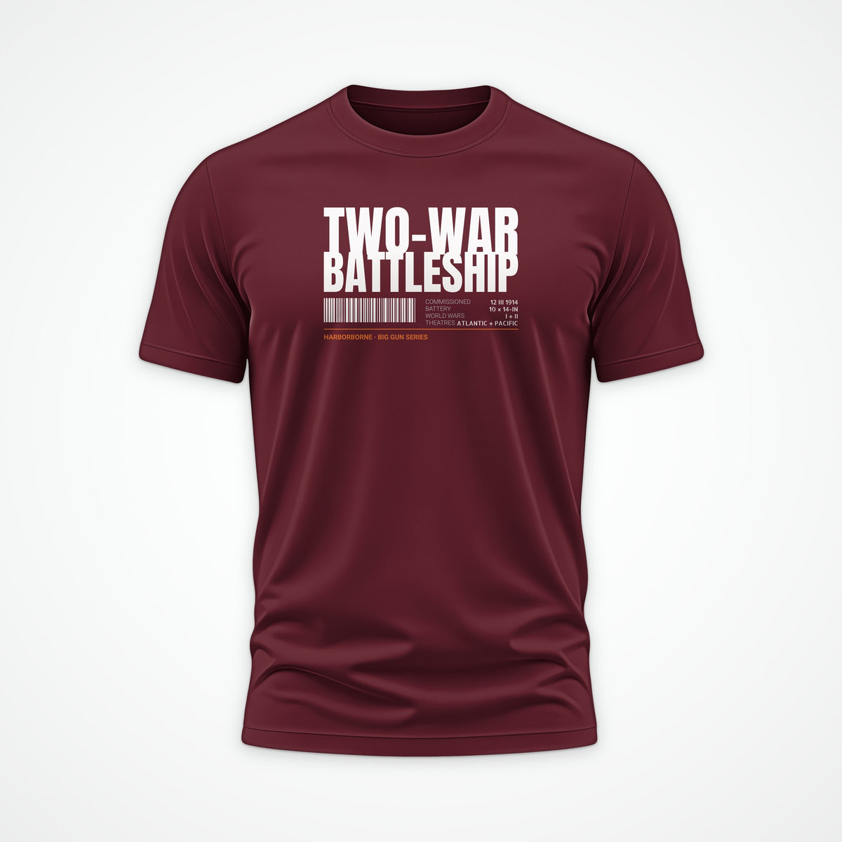 Two-War Battleship Tag Tee in Burgundy