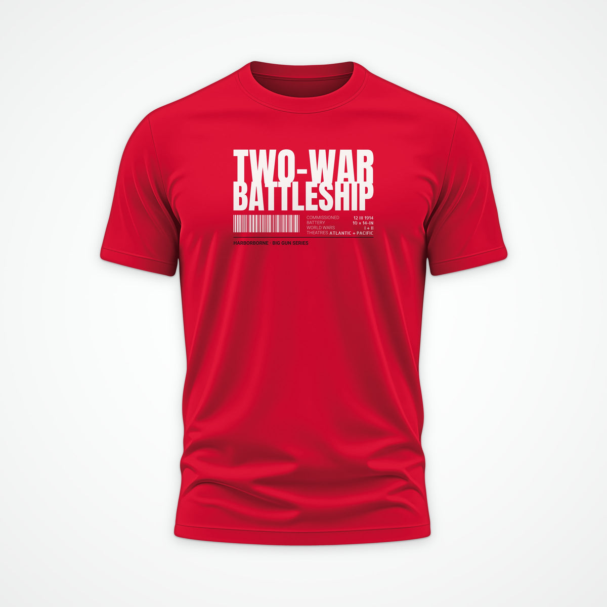 Two-War Battleship Tag Tee in Red