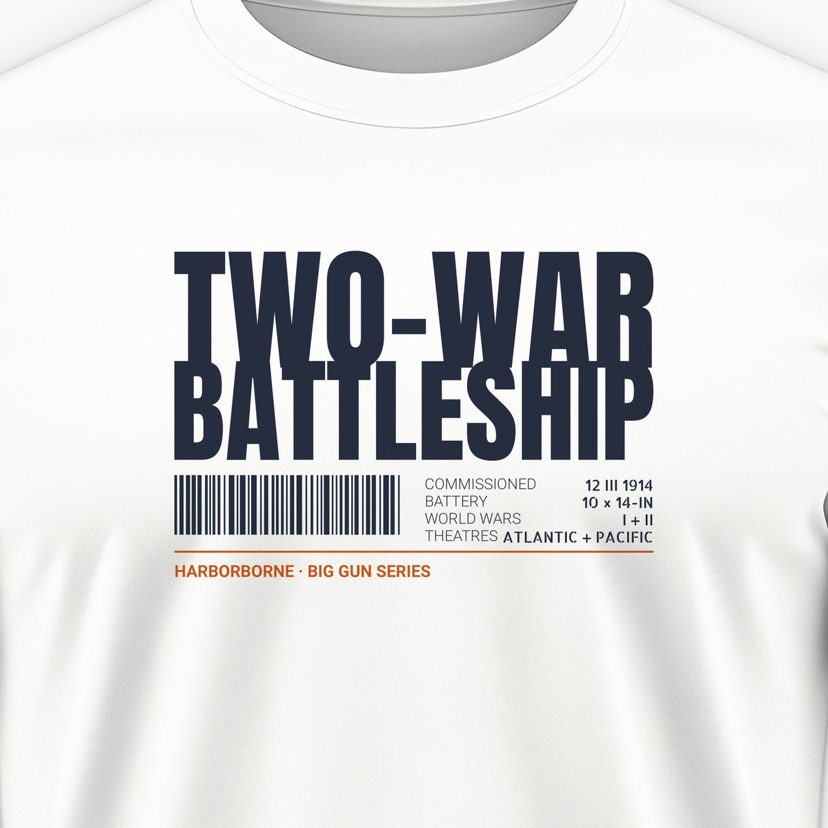 Two-War Battleship Tag Tee, front print detail