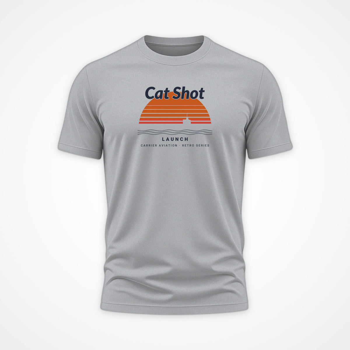 Cat Shot Retro Sunset Tee in Heather Grey