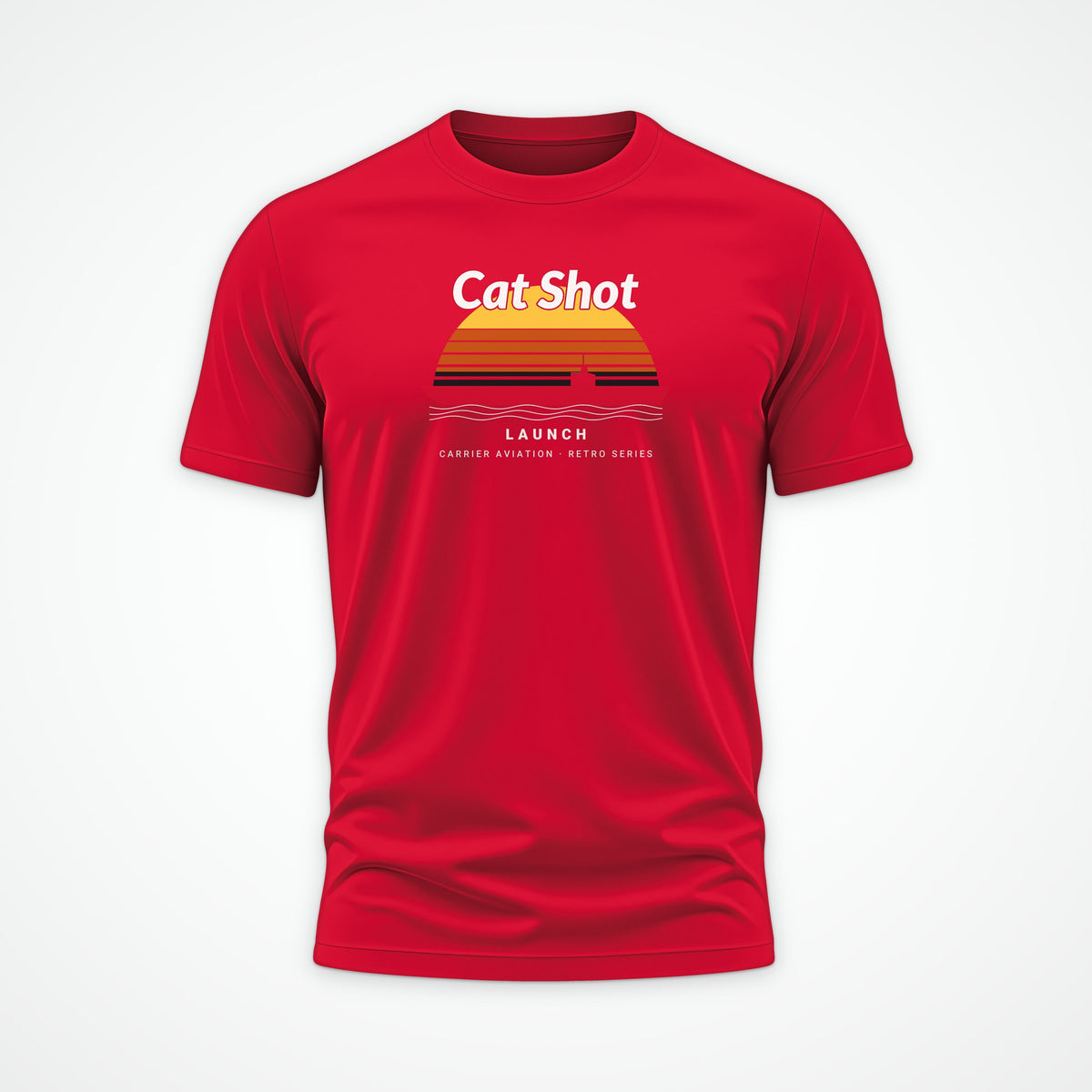 Cat Shot Retro Sunset Tee in Red