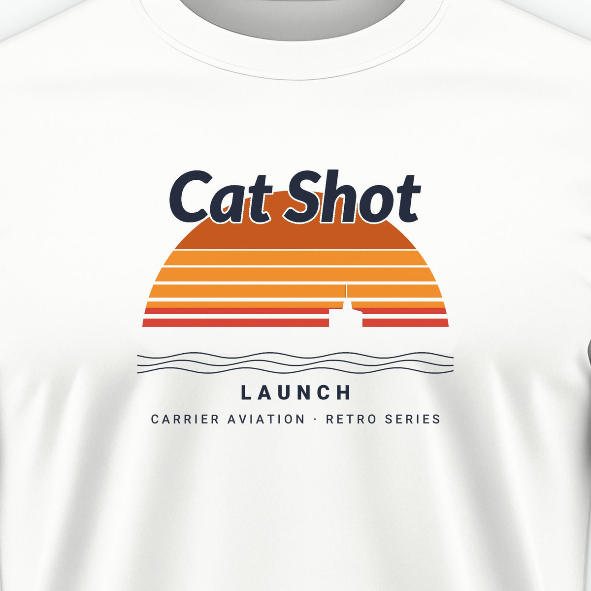 Cat Shot Retro Sunset Tee, front print detail