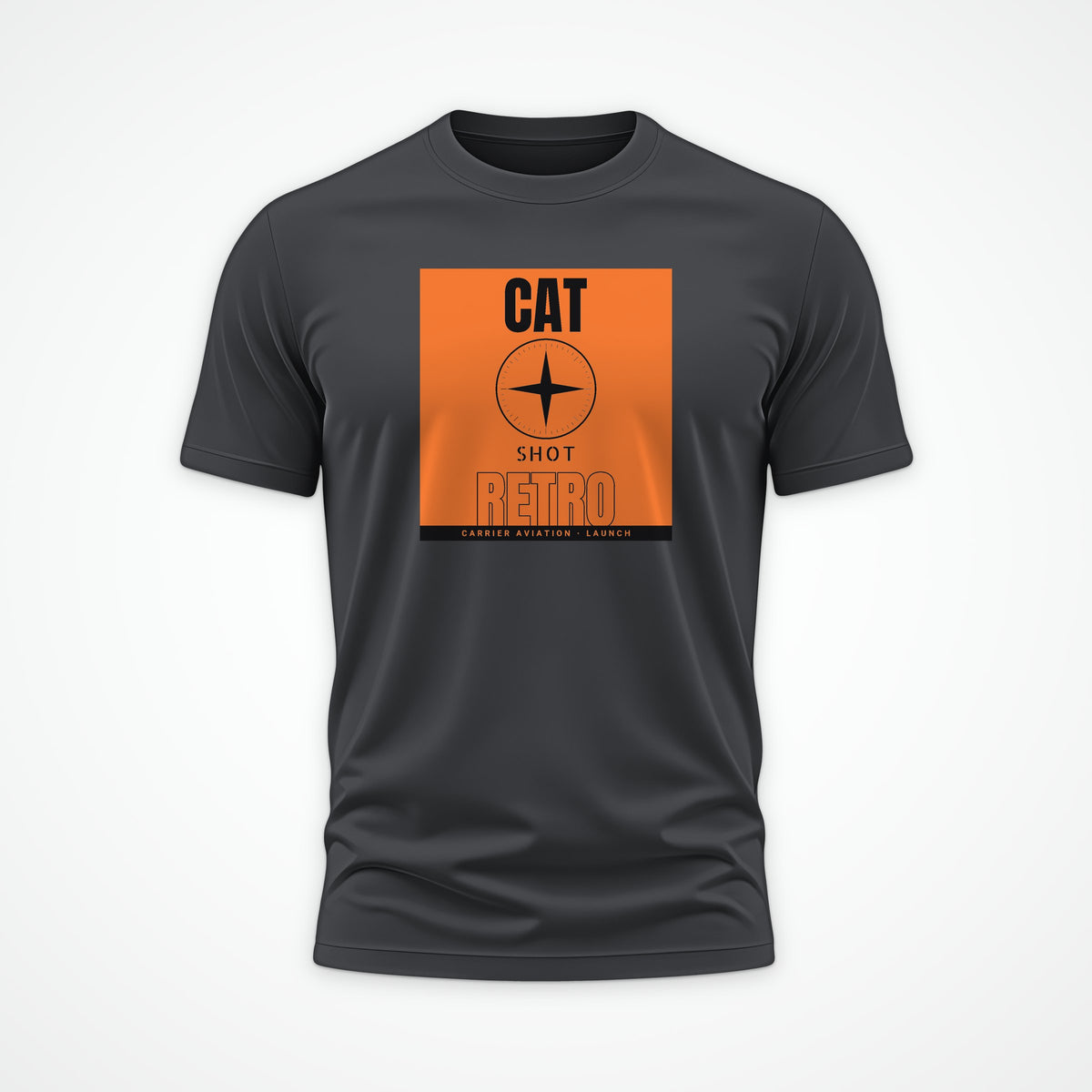 Cat Shot Retro Poster Tee in Anthracite
