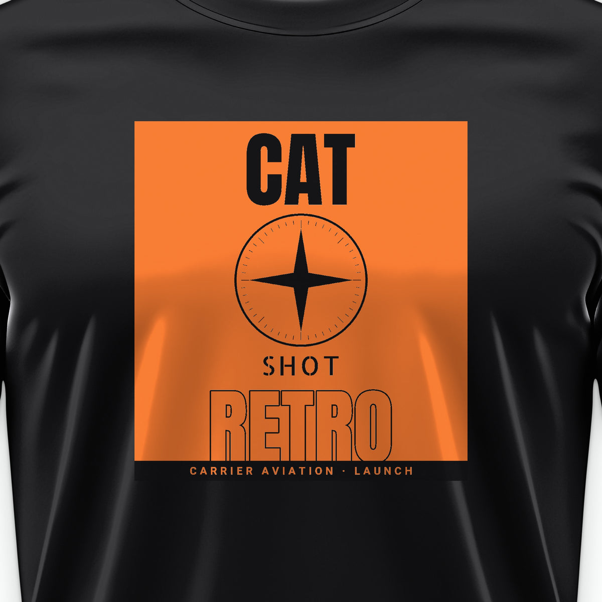 Cat Shot Retro Poster Tee, front print detail