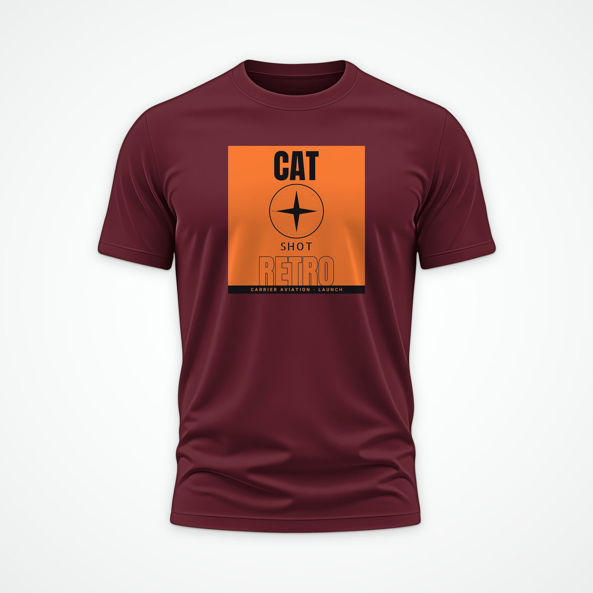Cat Shot Retro Poster Tee in Burgundy