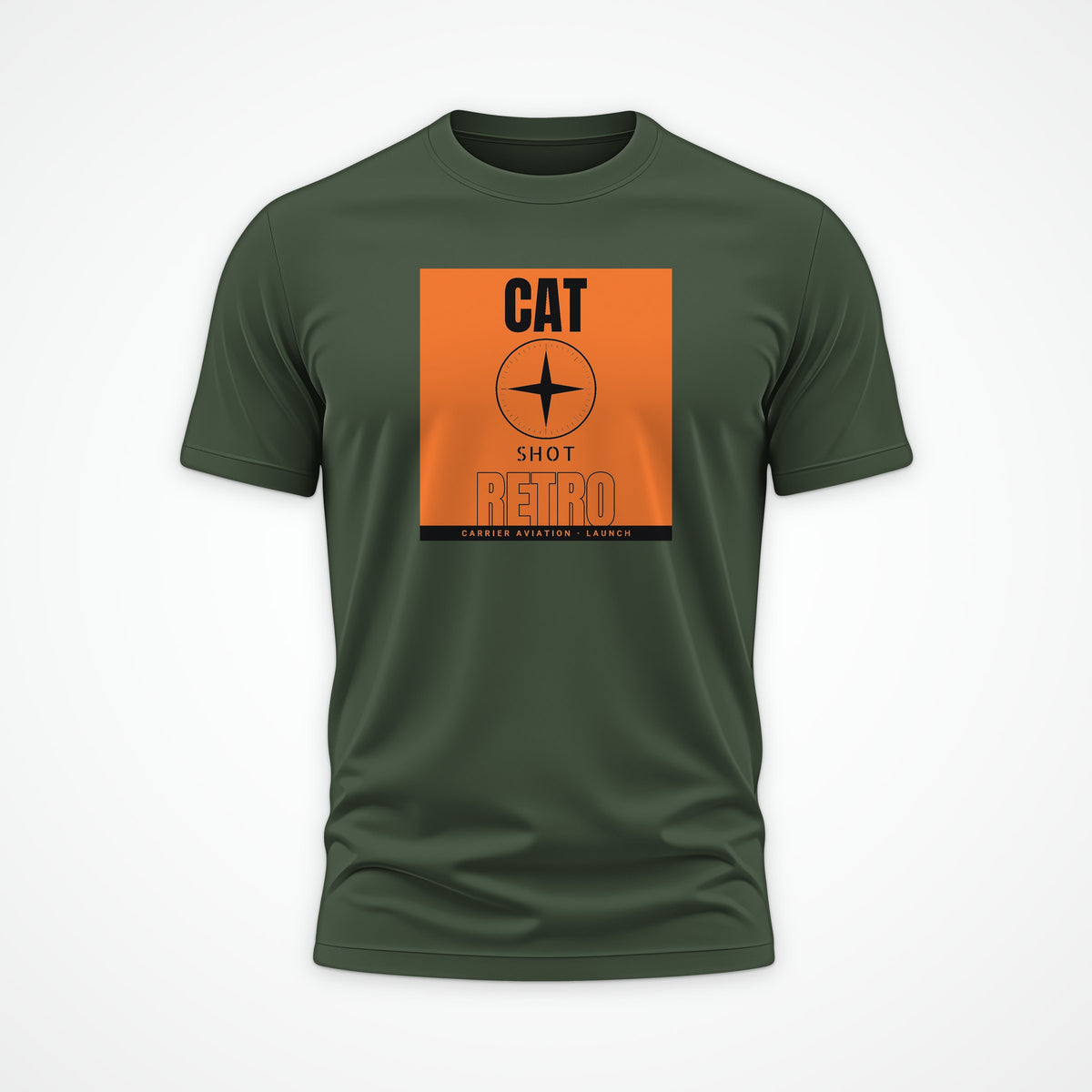 Cat Shot Retro Poster Tee in Olive