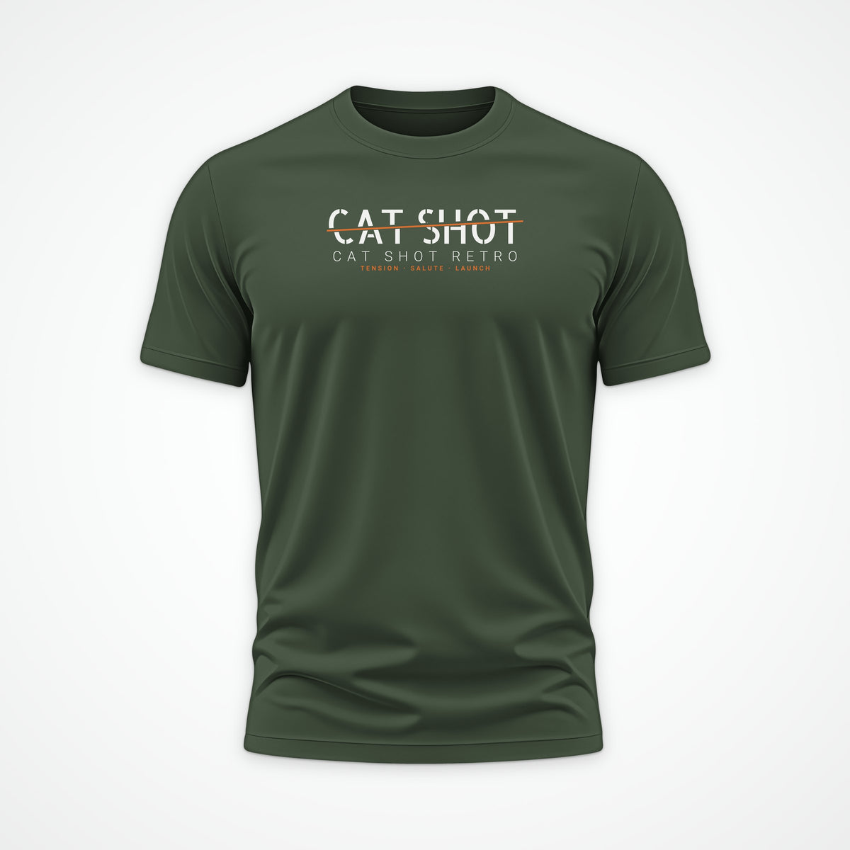 Cat Shot Retro Sliced Tee in Olive
