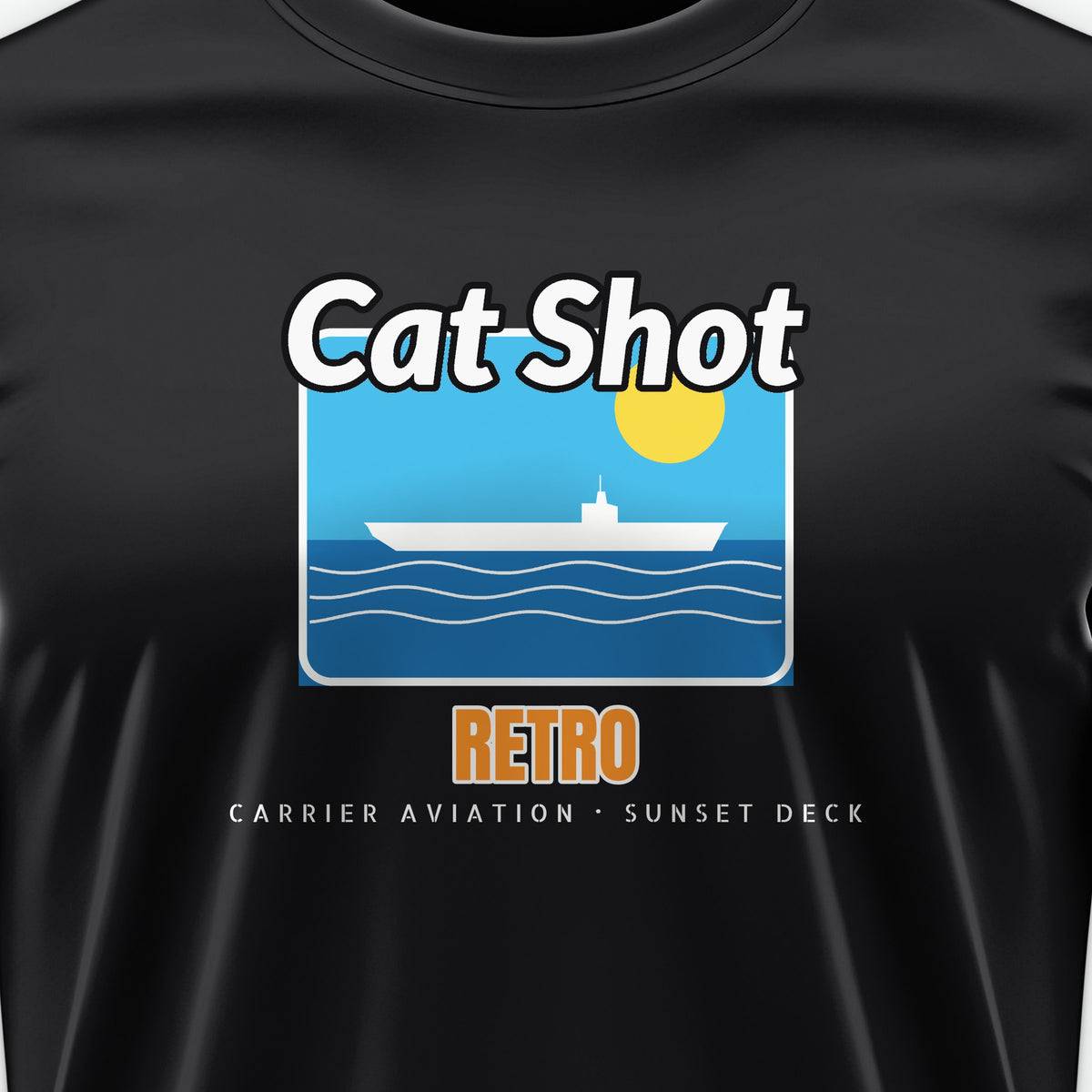 Cat Shot Retro Postcard Tee, front print detail