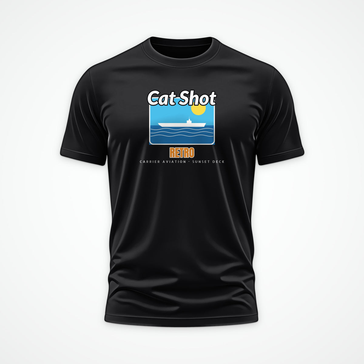 Cat Shot Retro Postcard Tee in Black