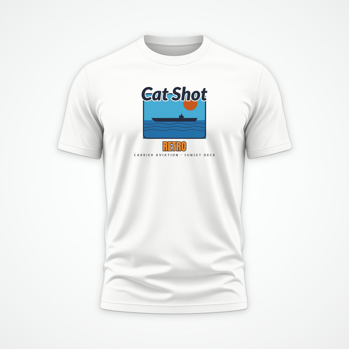 Cat Shot Retro Postcard Tee in White