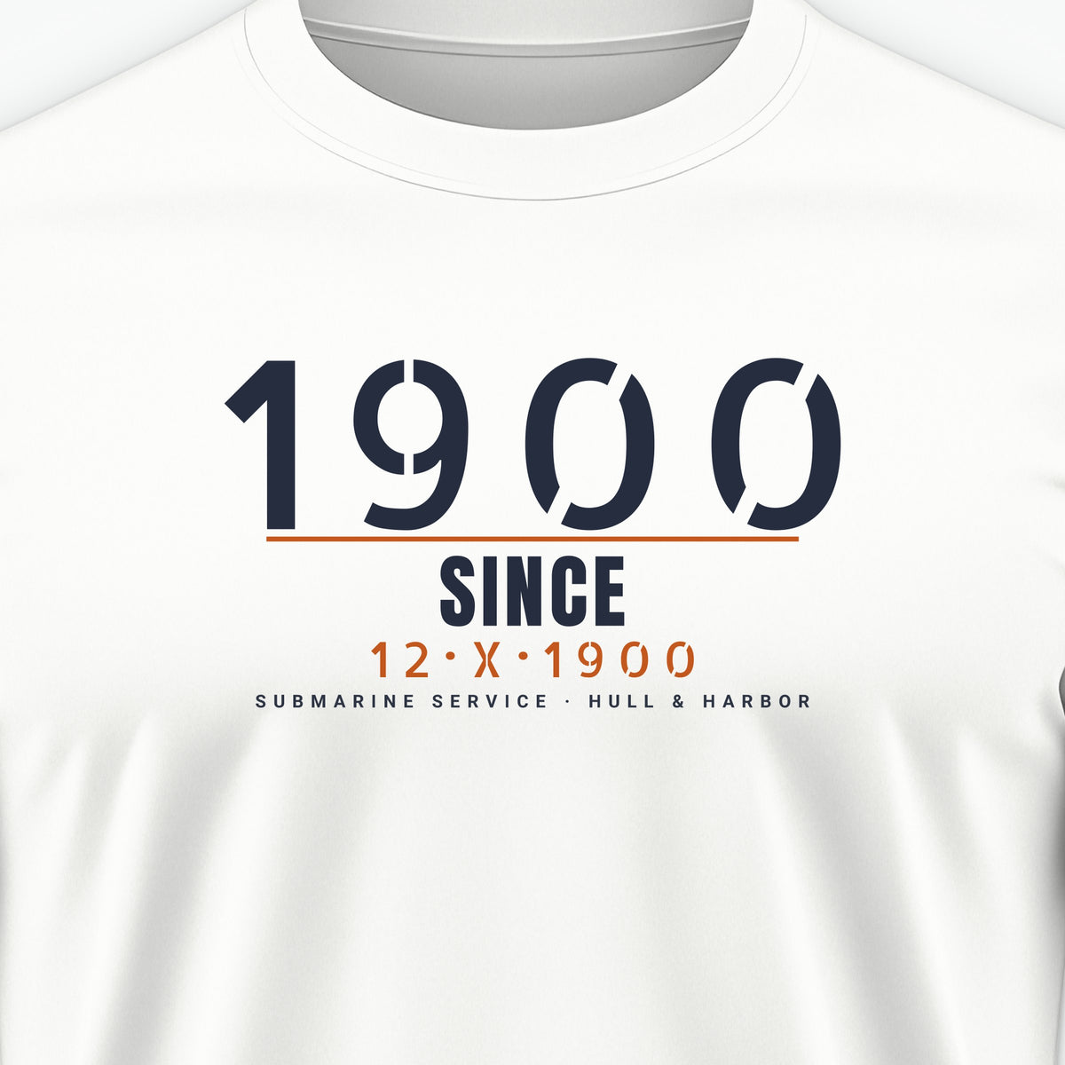 Hull & Harbor Heritage Timestamp Tee, front print detail