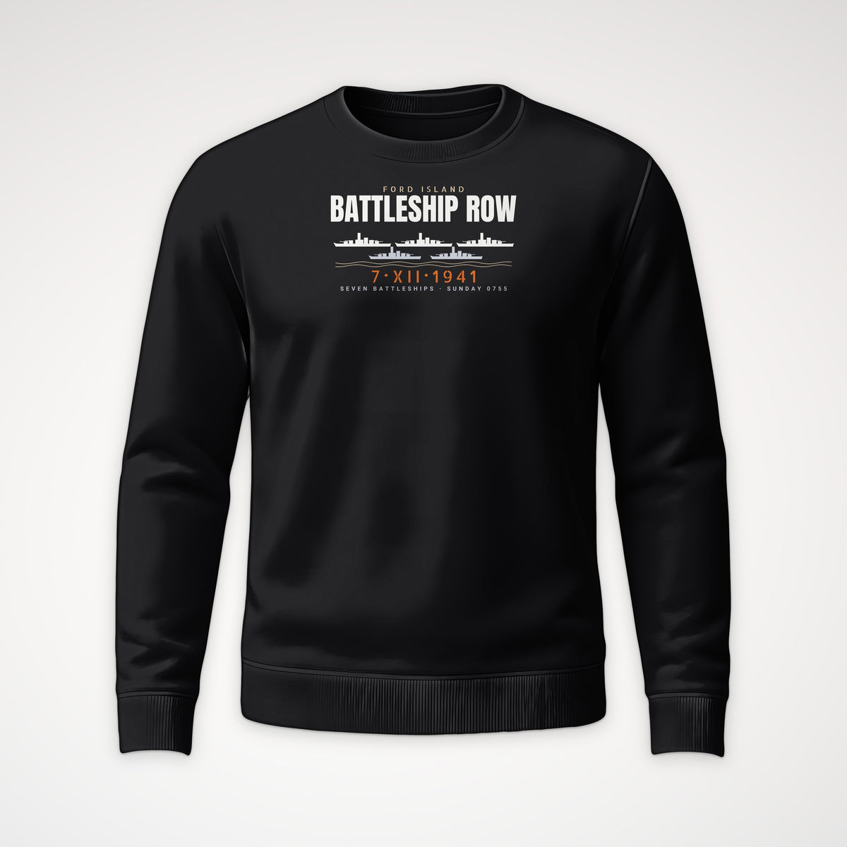 Battleship Row Ford Island Crewneck Sweatshirt in Black