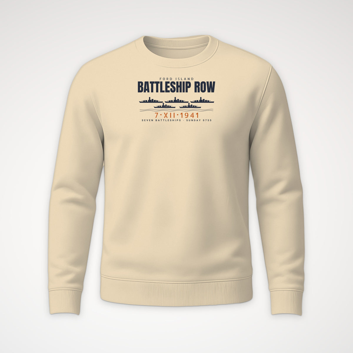 Battleship Row Ford Island Crewneck Sweatshirt in Sand