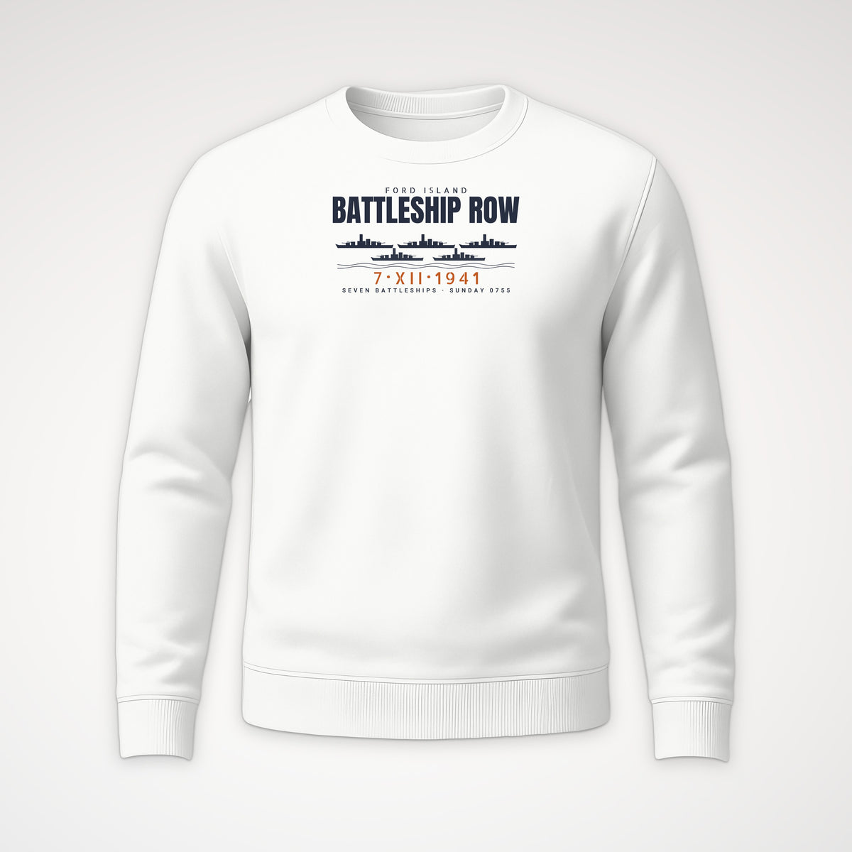 Battleship Row Ford Island Crewneck Sweatshirt in White