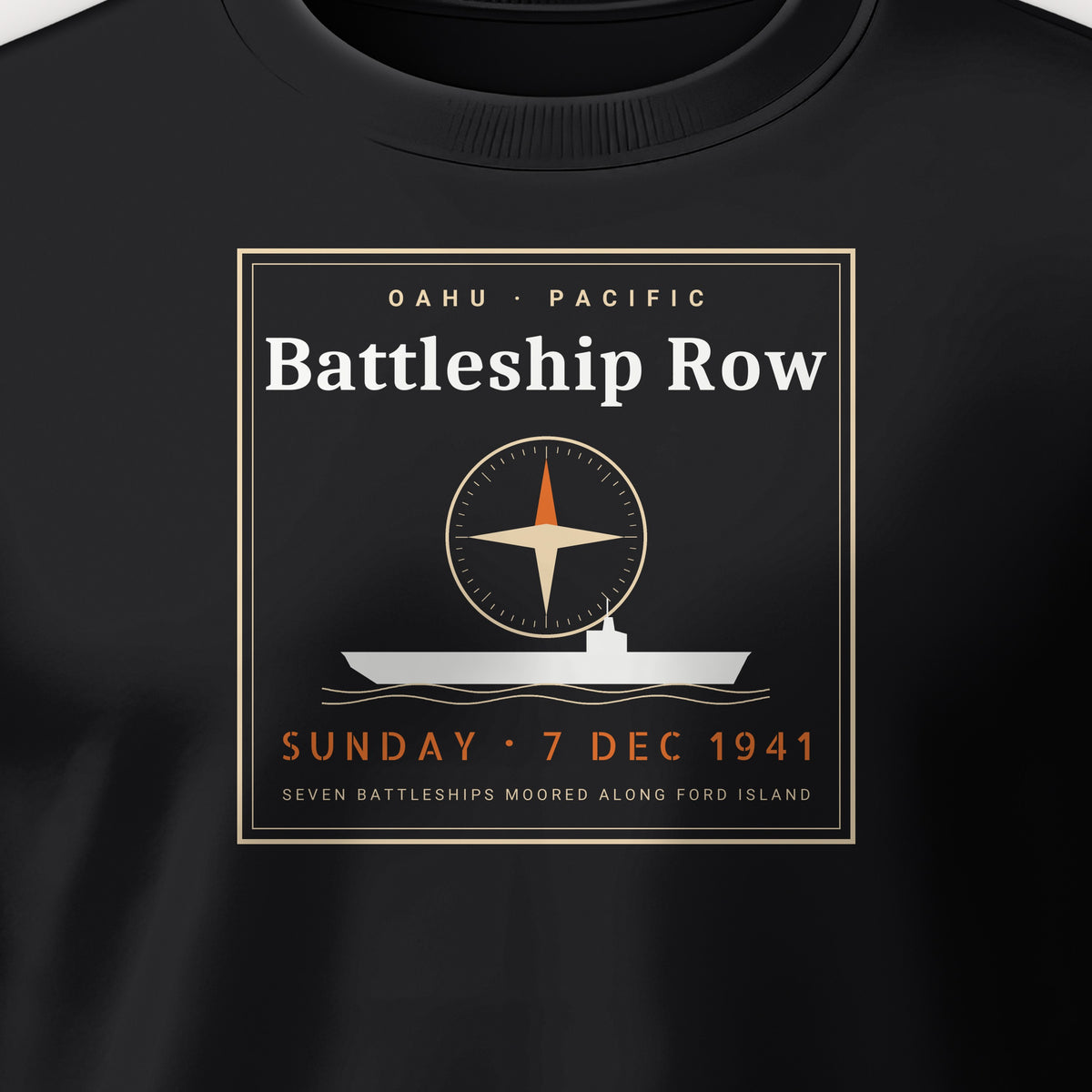 Battleship Row Frame Crewneck Sweatshirt, front print detail