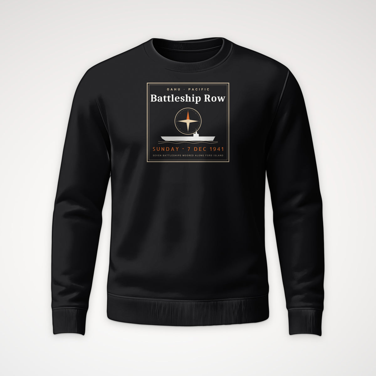 Battleship Row Frame Crewneck Sweatshirt in Black