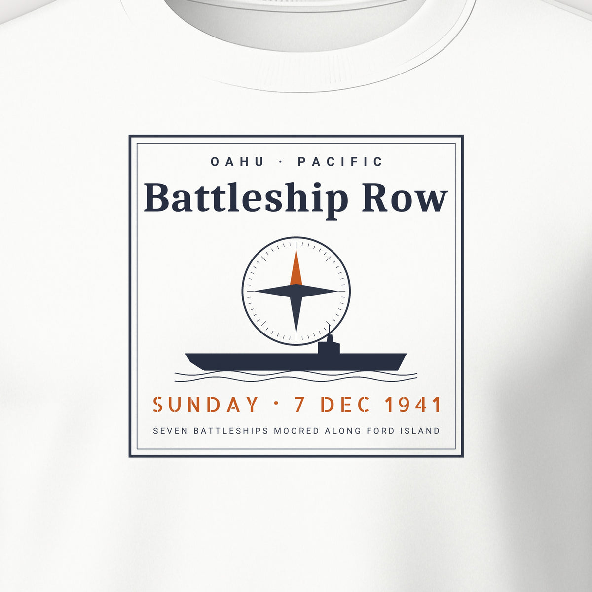 Battleship Row Frame Crewneck Sweatshirt, front print detail