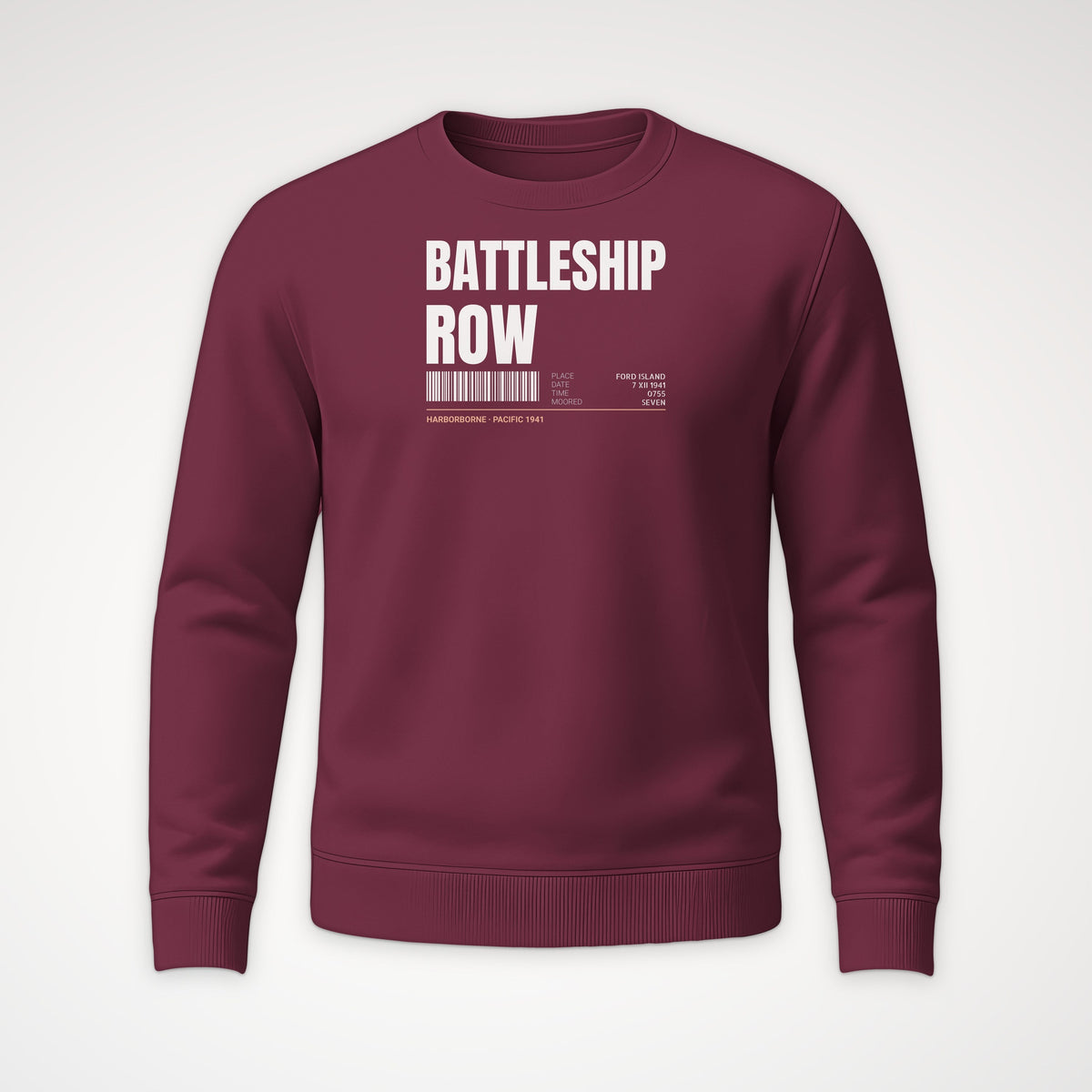 Battleship Row Tag Crewneck Sweatshirt in Maroon