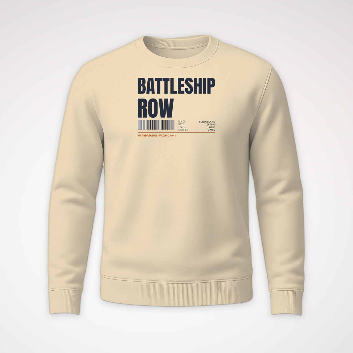 Battleship Row Tag Crewneck Sweatshirt in Sand