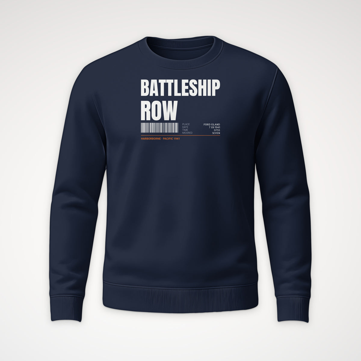 Battleship Row Tag Crewneck Sweatshirt in Navy