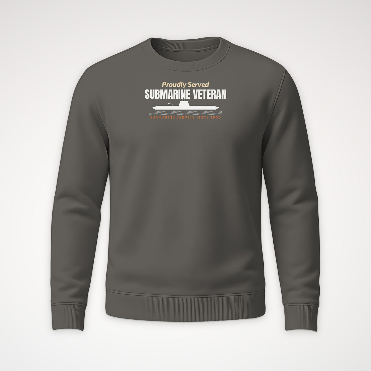 Proudly Served Submarine Veteran Crewneck Sweatshirt in Charcoal