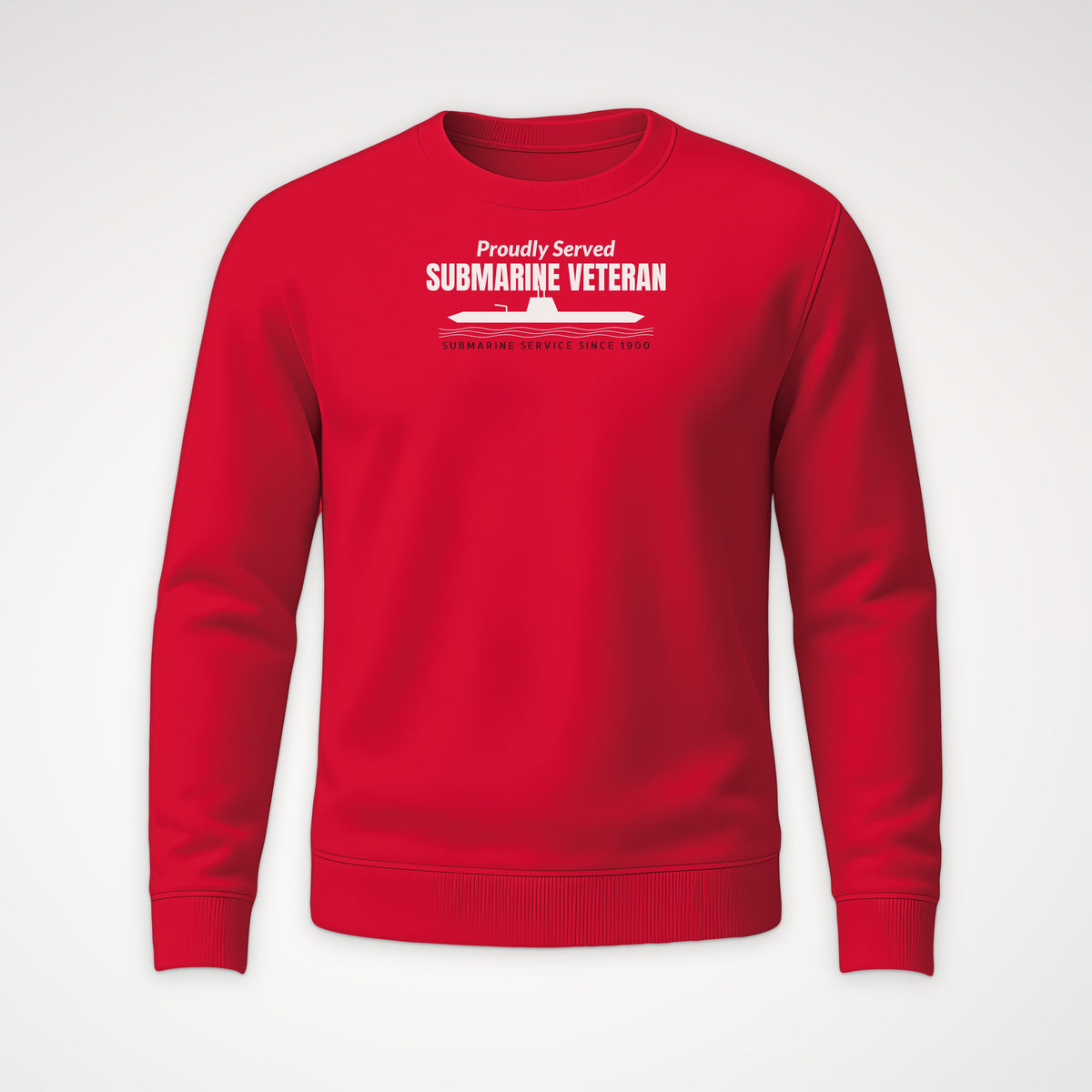 Proudly Served Submarine Veteran Crewneck Sweatshirt in Red
