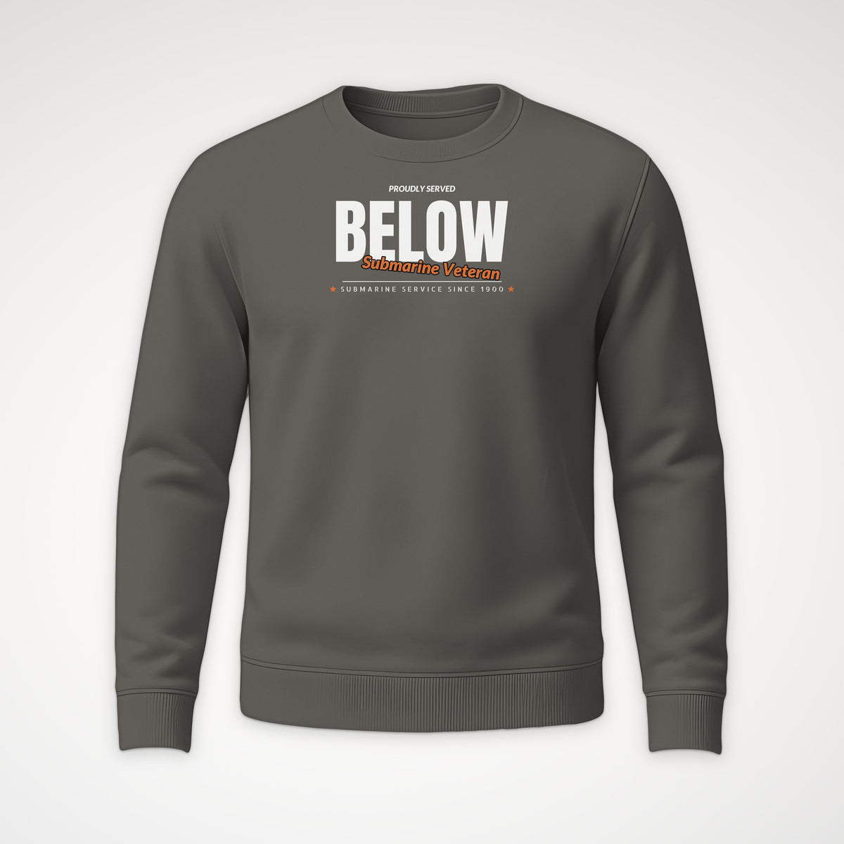 Proudly Served Below Club Crewneck Sweatshirt in Charcoal