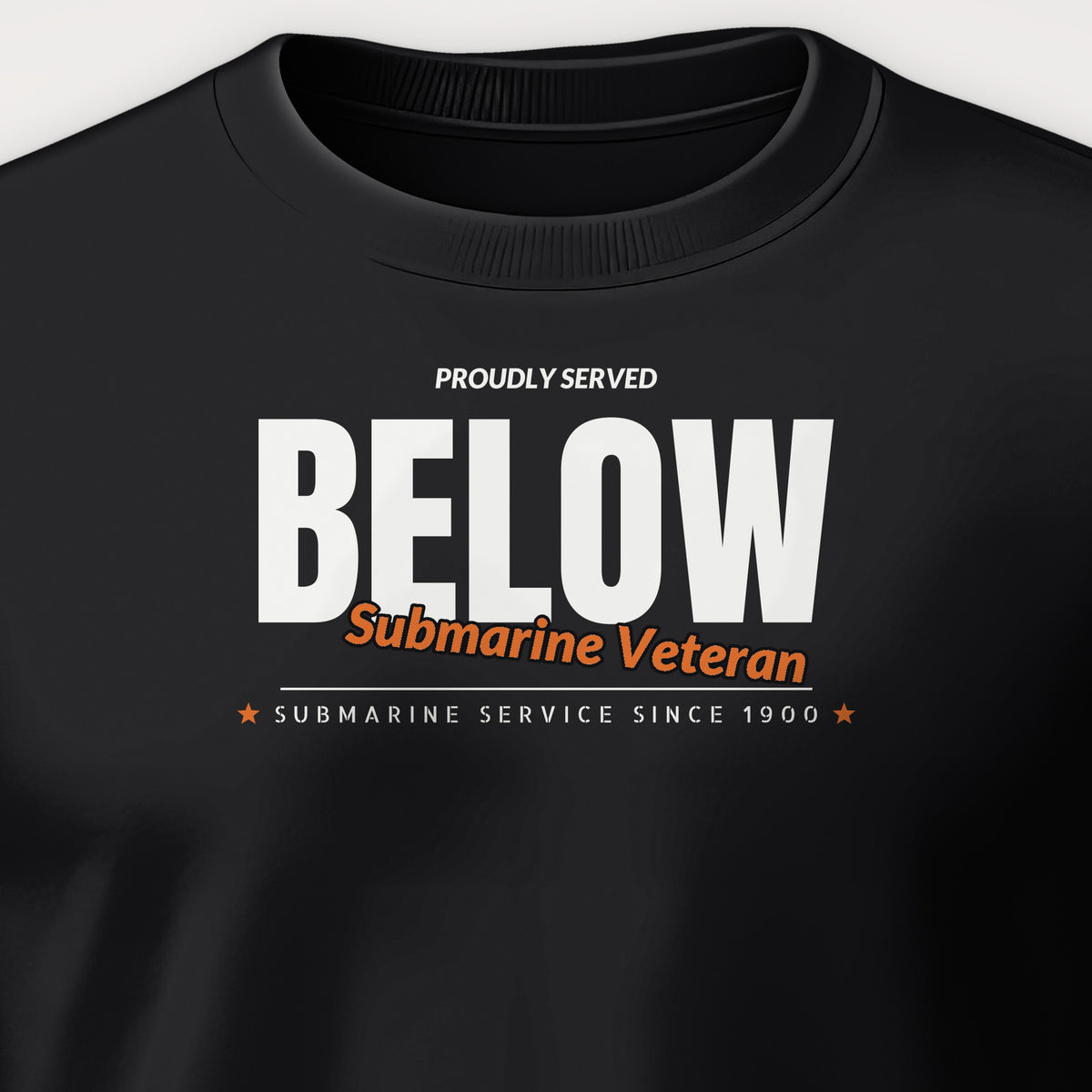 Proudly Served Below Club Crewneck Sweatshirt, front print detail