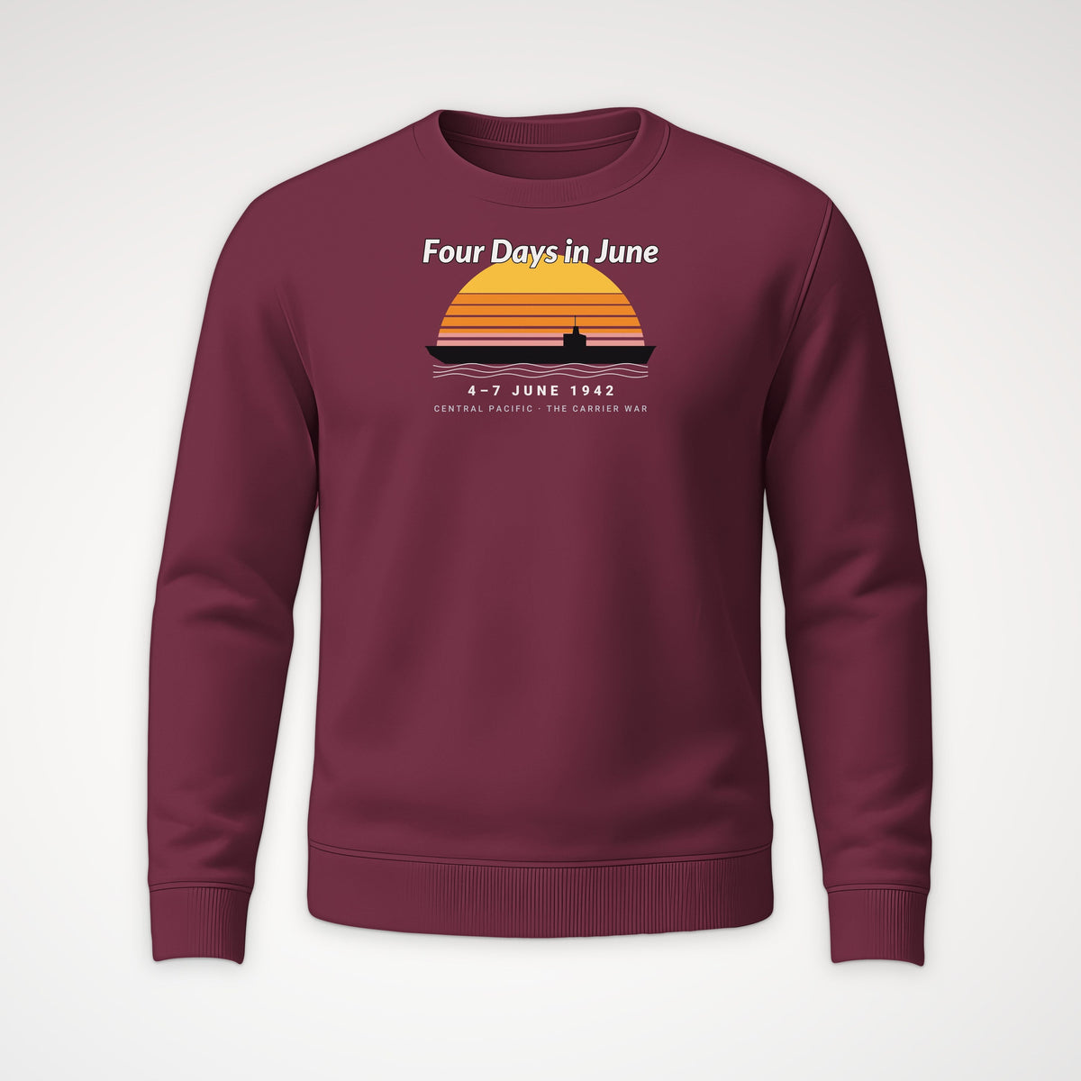 Four Days in June Sunset Crewneck Sweatshirt in Maroon