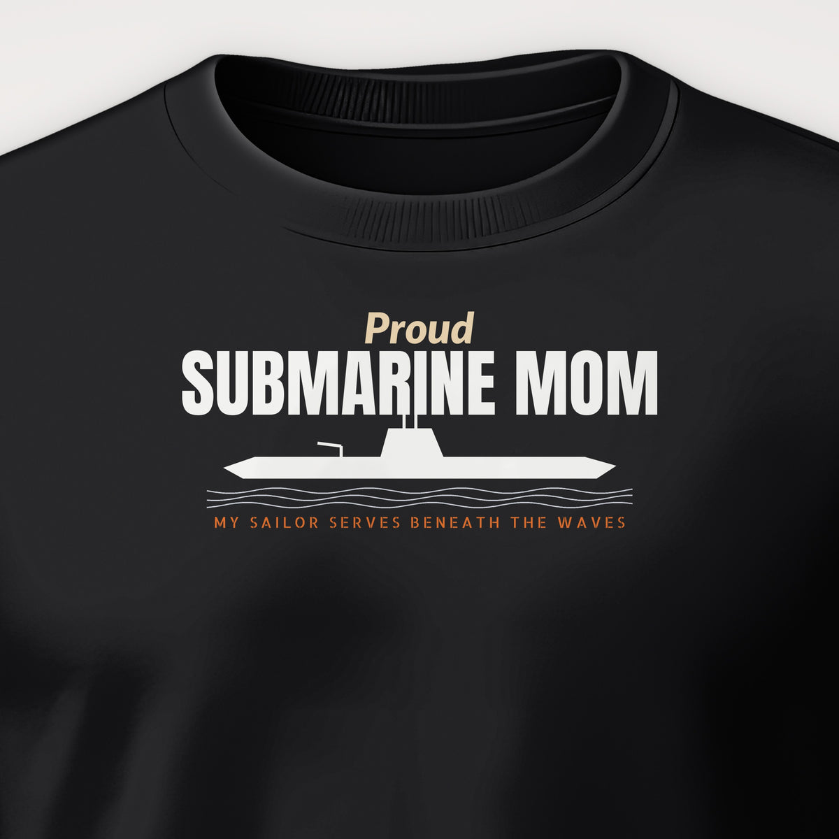Proud Submarine Mom Crewneck Sweatshirt, front print detail
