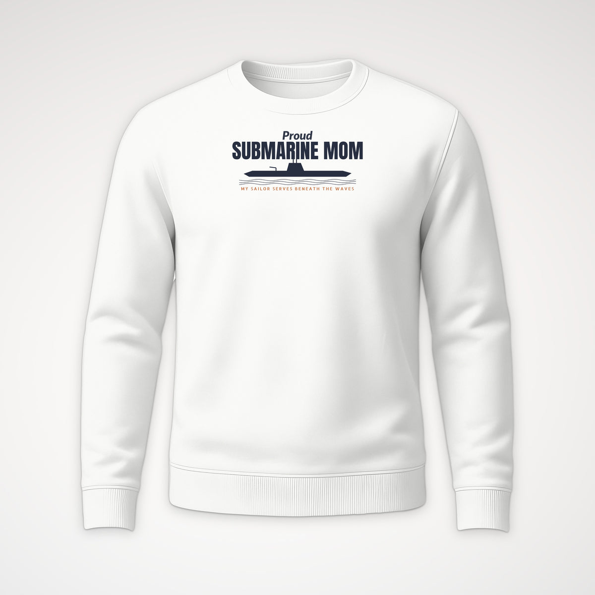 Proud Submarine Mom Crewneck Sweatshirt in White