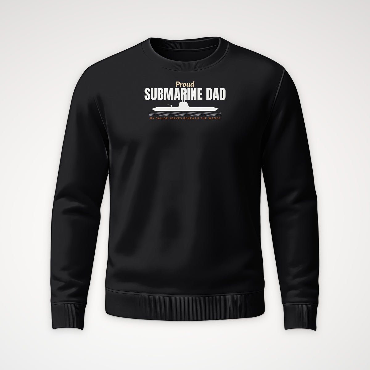Proud Submarine Dad Crewneck Sweatshirt in Black