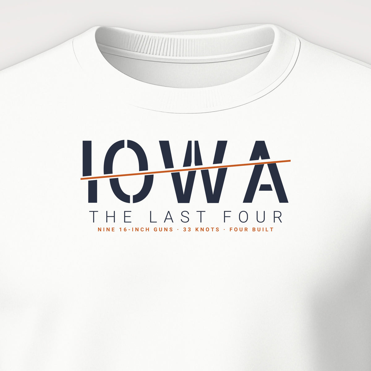 The Last Four Iowa Sliced Crewneck Sweatshirt, front print detail