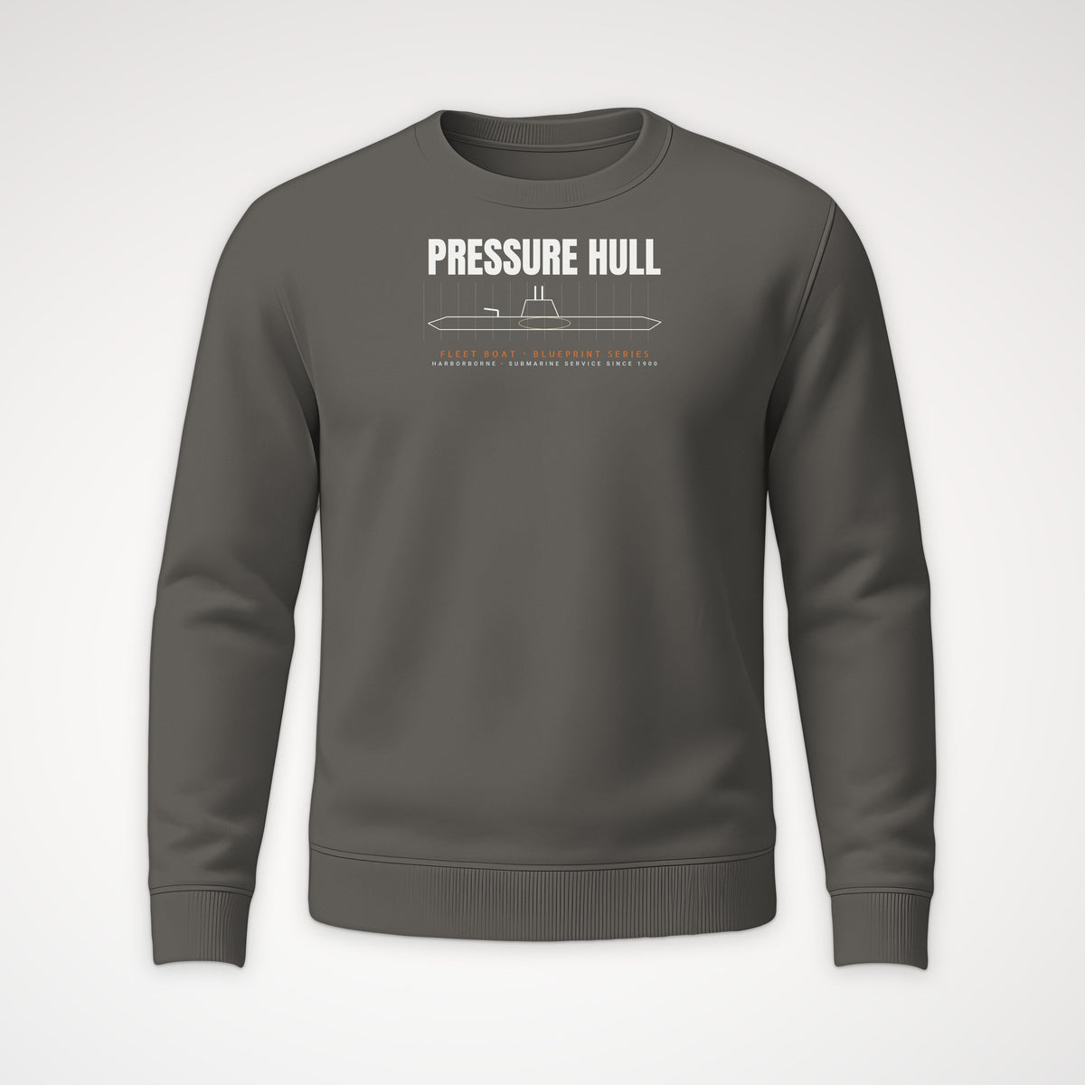Pressure Hull Blueprint Crewneck Sweatshirt in Charcoal