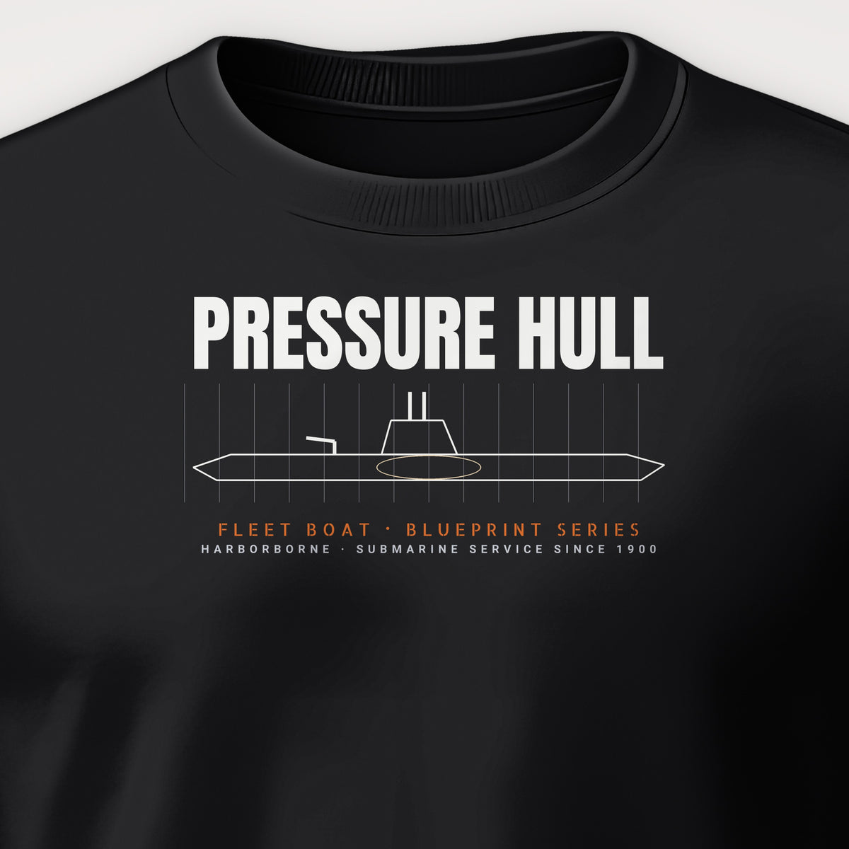 Pressure Hull Blueprint Crewneck Sweatshirt, front print detail