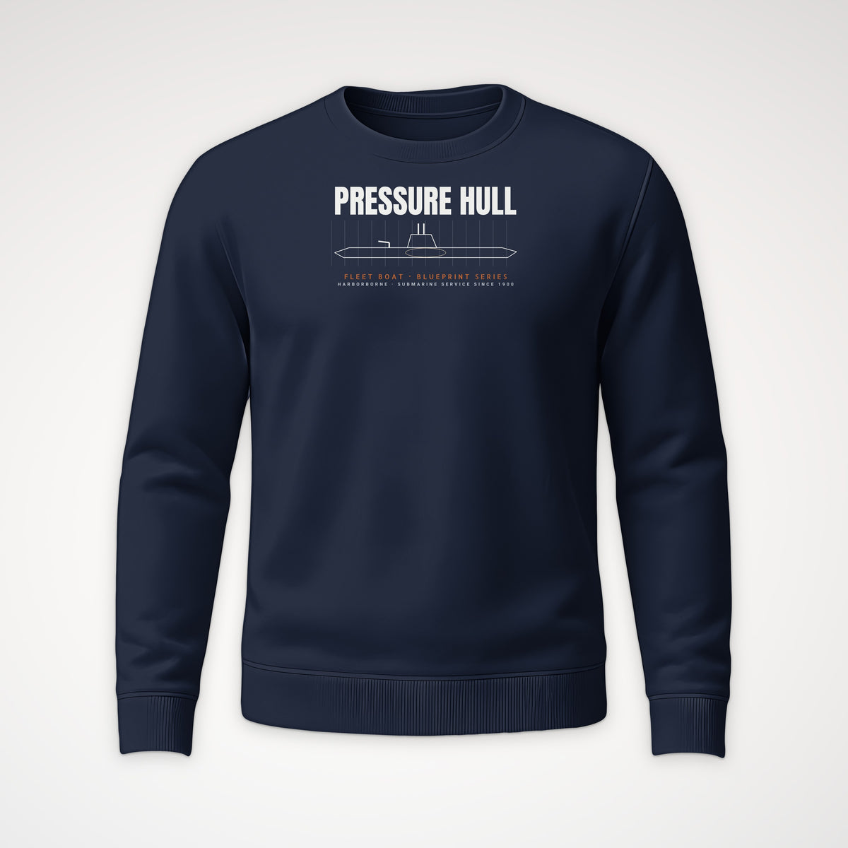 Pressure Hull Blueprint Crewneck Sweatshirt in Navy