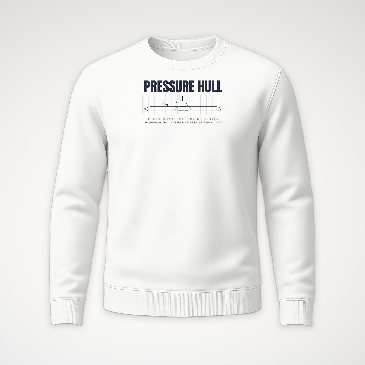 Pressure Hull Blueprint Crewneck Sweatshirt in White