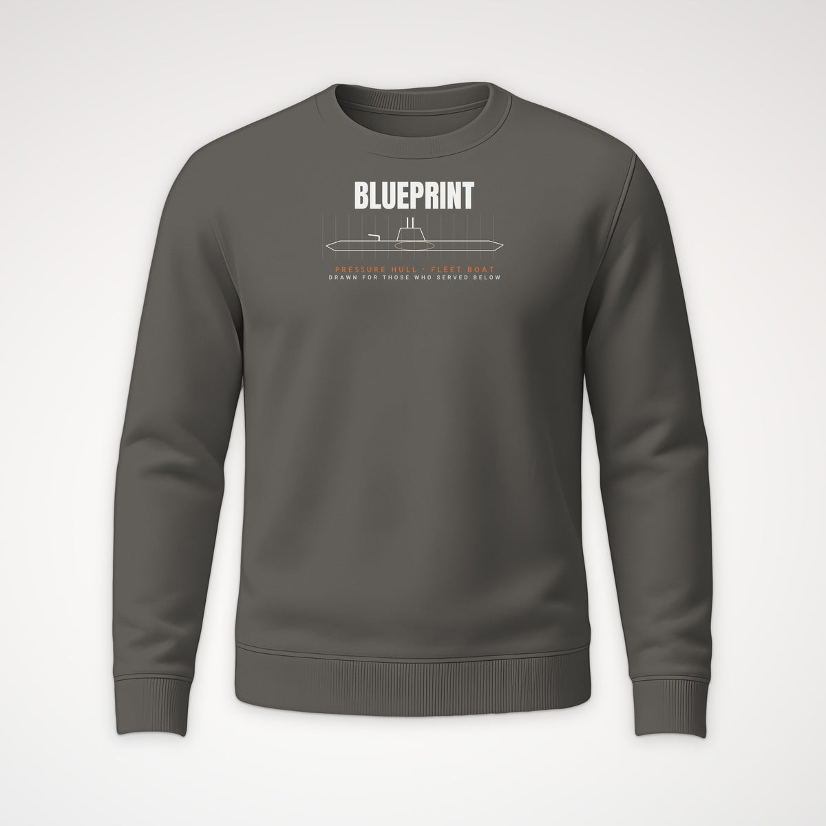 Pressure Hull Blueprint Served Below Crewneck Sweatshirt in Charcoal