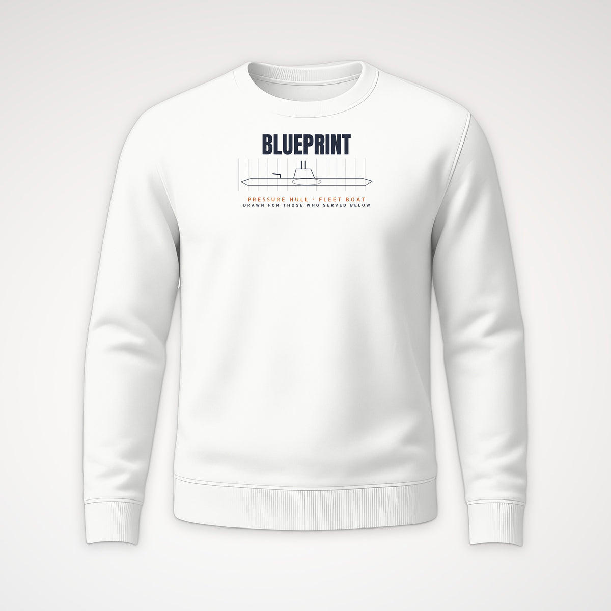 Pressure Hull Blueprint Served Below Crewneck Sweatshirt in White