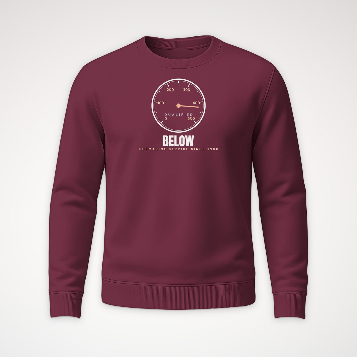 Qualified Below Depth Dial Crewneck Sweatshirt in Maroon