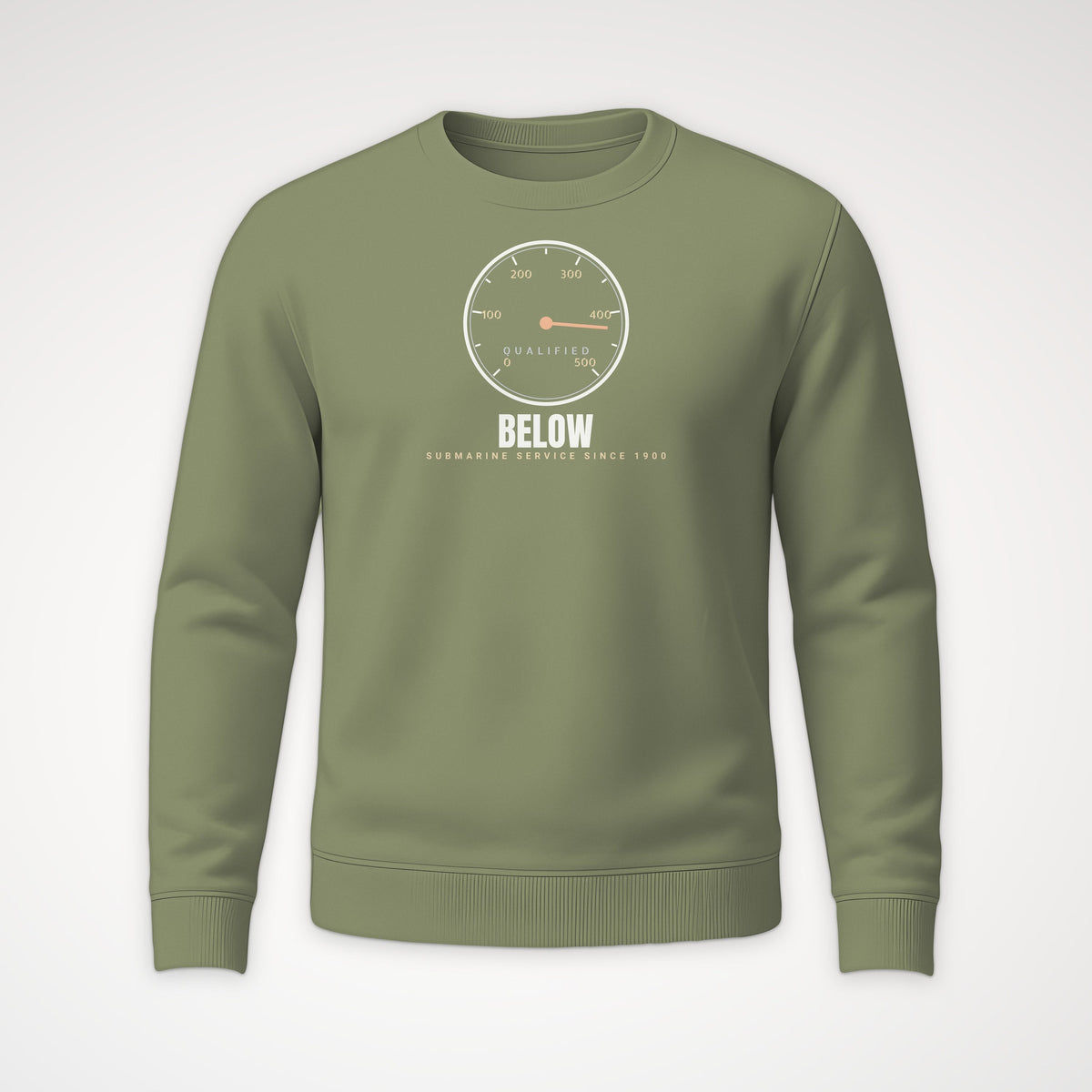Qualified Below Depth Dial Crewneck Sweatshirt in Military Green