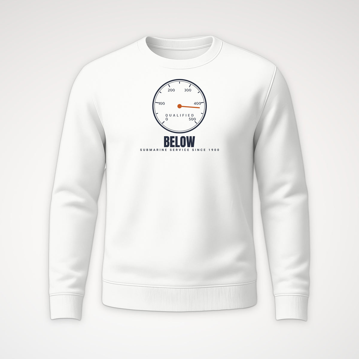 Qualified Below Depth Dial Crewneck Sweatshirt in White