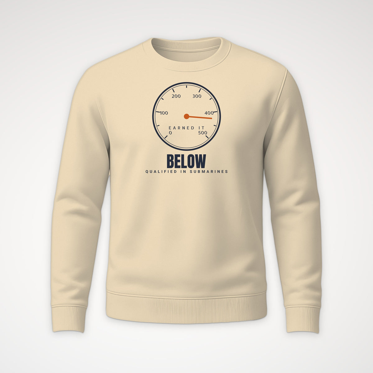 Qualified Below Earned It Crewneck Sweatshirt in Sand
