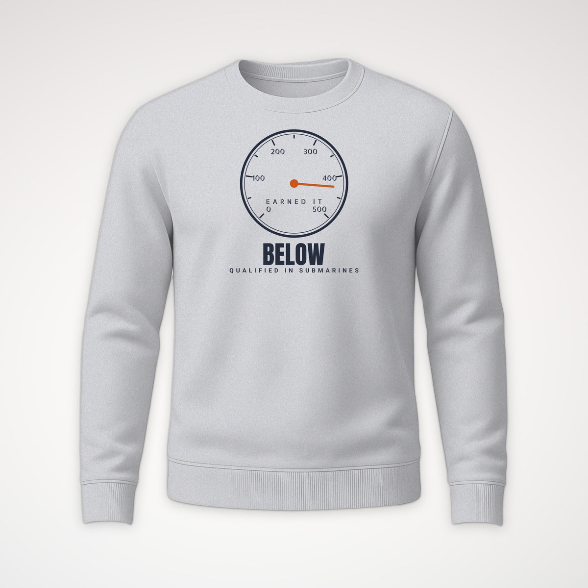 Qualified Below Earned It Crewneck Sweatshirt in Sport Grey