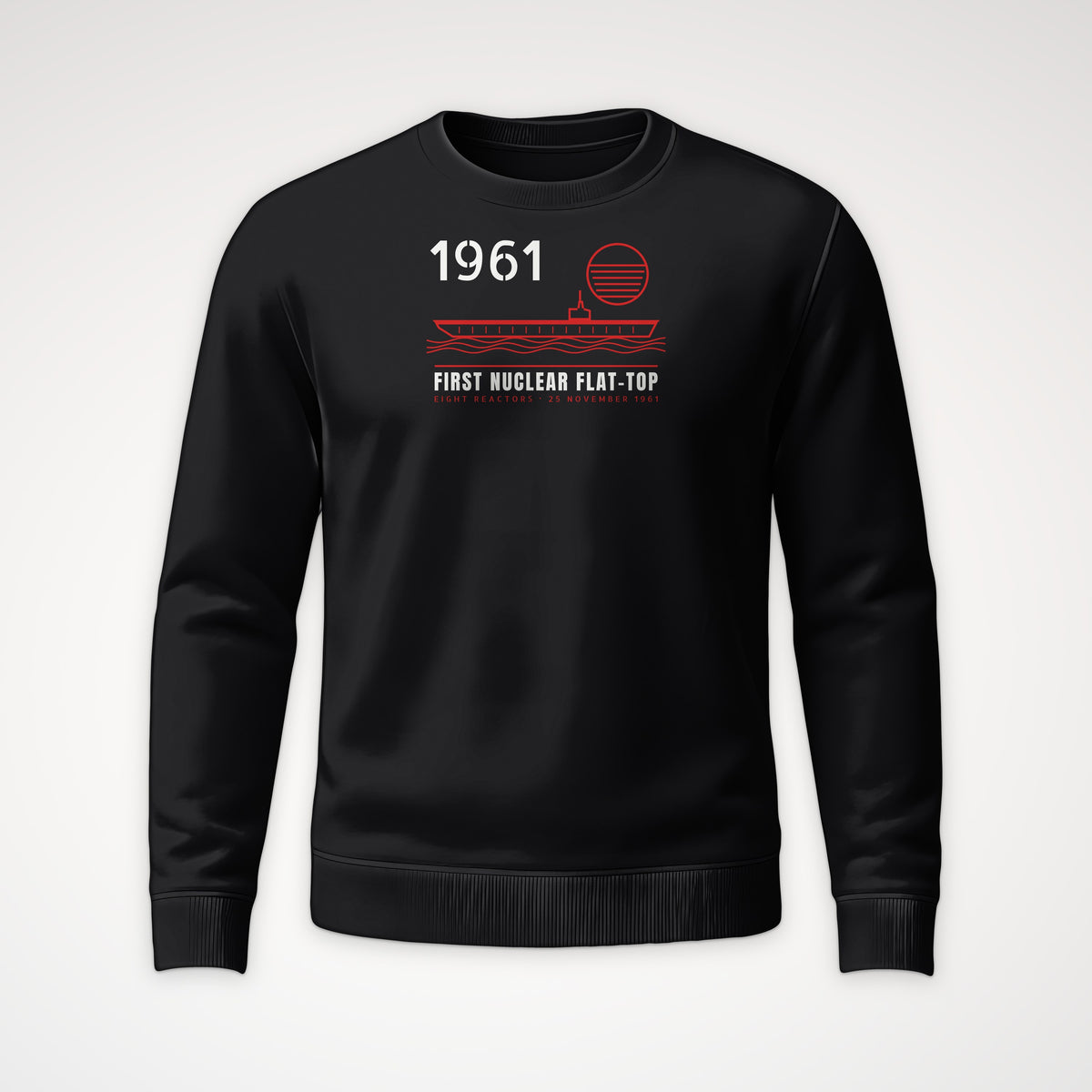 First Nuclear Flat-Top Line Art Crewneck Sweatshirt in Black