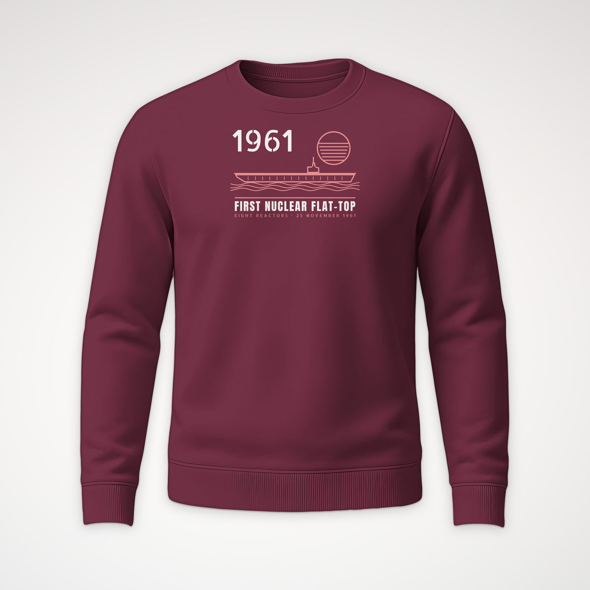 First Nuclear Flat-Top Line Art Crewneck Sweatshirt in Maroon
